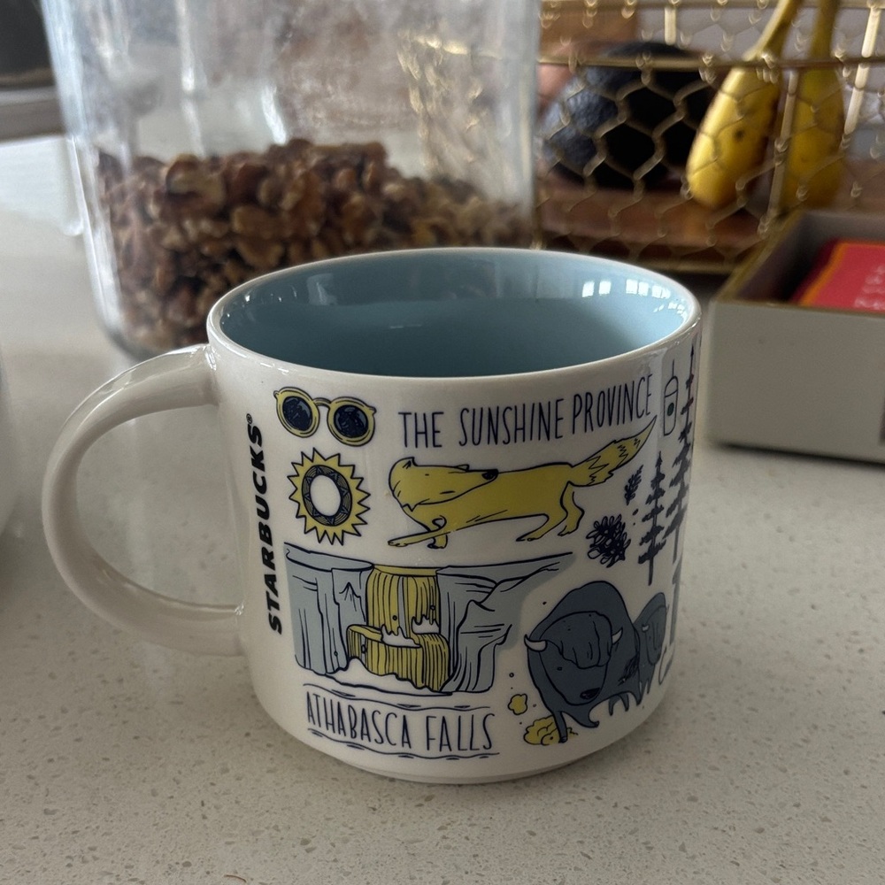 Alberta Wild Rose Country Ceramic Mug with Blue Interior - Picture 2 of 3